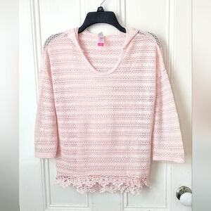 No Boundaries Pink Knit Hooded Sweater Size Large